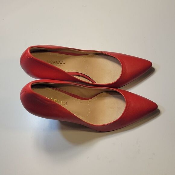 CHARLES BY CHARLES DAVIS POINTED TOE LEATHER HIGH HEEL STILETTOS SHOE - Picture 5 of 15